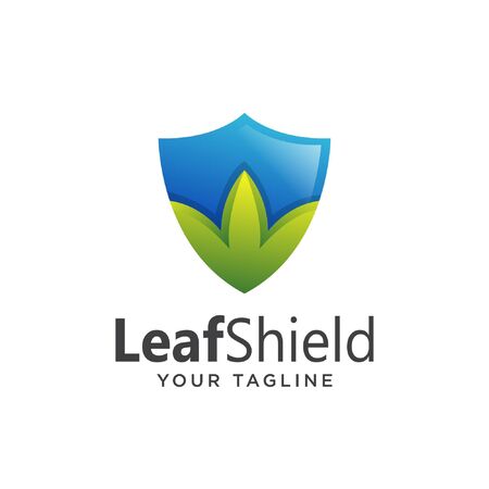 leaf shield logo modern. enviroment safety logo.のイラスト素材