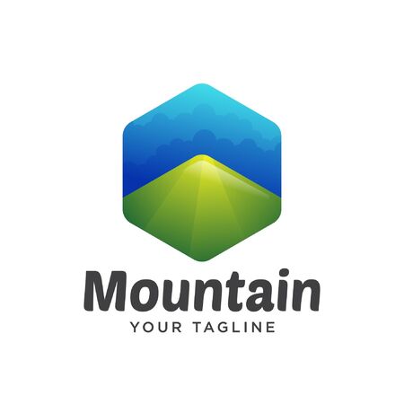 mountain logo gradient. nature outdoor logo modern.のイラスト素材