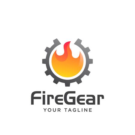 fire gear industrial logo. machine fire logo template.のイラスト素材