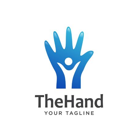 hand logo simple modern. humanity hand logo simple clean.のイラスト素材