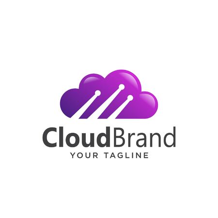 cloud network logo gradient. cloud internet logo.のイラスト素材