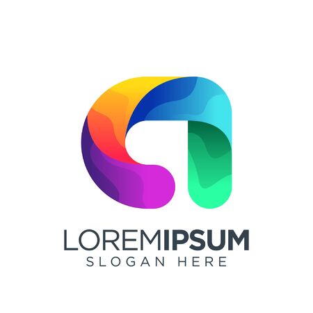 colorufl letter a logo. gradient letter a logo template.のイラスト素材