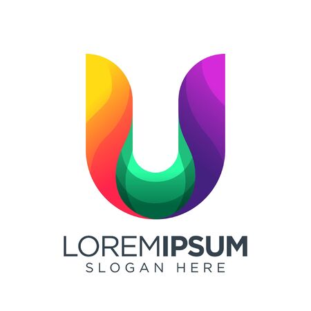 letter u gradient logo. initial u colorful logo.のイラスト素材