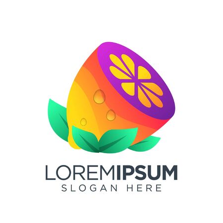 lemon feresh logo colorful. lemon juice logo colorful.のイラスト素材