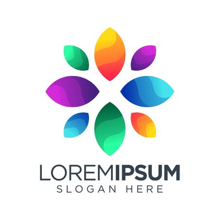 flower leaf logo colorful. colorful plant logo.のイラスト素材