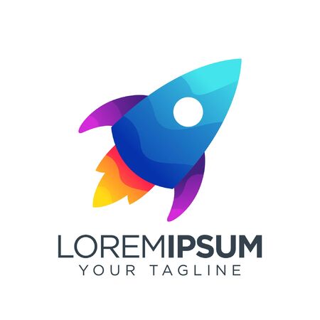 rocket logo simple . space ship logo colorful.のイラスト素材