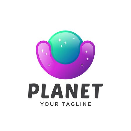 planet logo modern colorful. galaxy colorful modern icon.のイラスト素材
