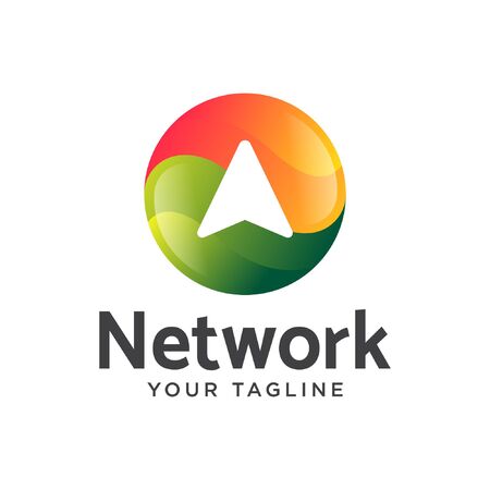 data network modern logo. upload logo modern 3d.のイラスト素材