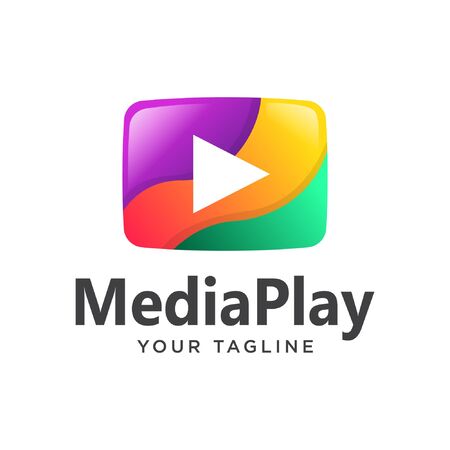 play media logo modern. video logo modern colorful gradient.のイラスト素材