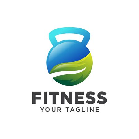 fitness logo simple clean. health fitness logo simple clean 3d.のイラスト素材