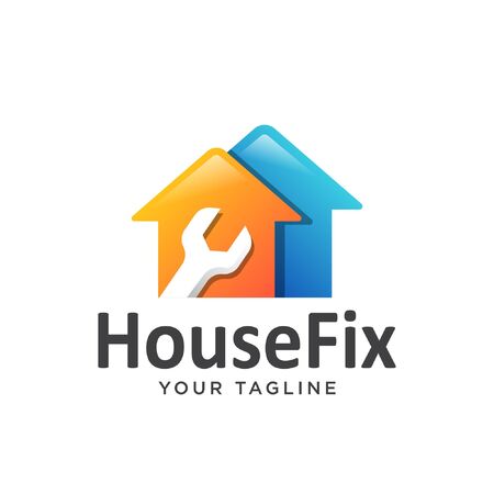 house repair logo simple gradient. home logo simple clean.のイラスト素材