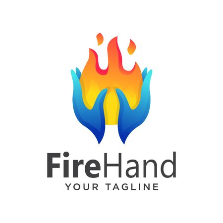 hand fire simple gradient logo. fire logo gradient.のイラスト素材