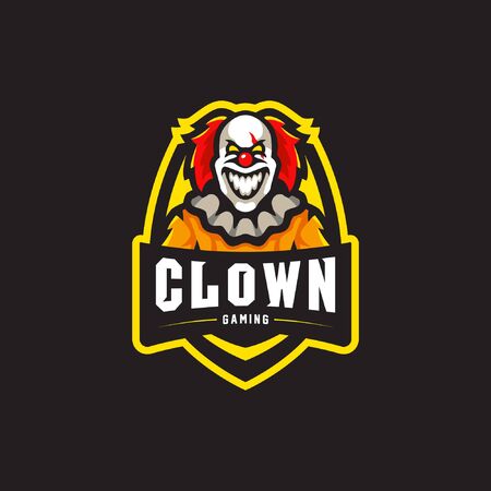 clown mascot logo illustration. clown gaming esport logo illustration.のイラスト素材
