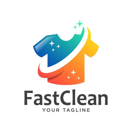 laundry logo gradient simple. wash clean fast logo.のイラスト素材