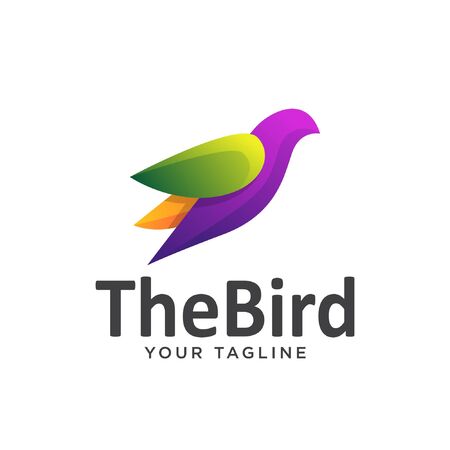 bird logo simple gradient colorful.のイラスト素材
