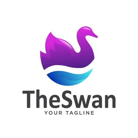 swan logo simple clean gradient. swan logo simple gradient modern.のイラスト素材