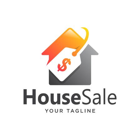 house logo simple clean. house sale simple clean gradient.のイラスト素材