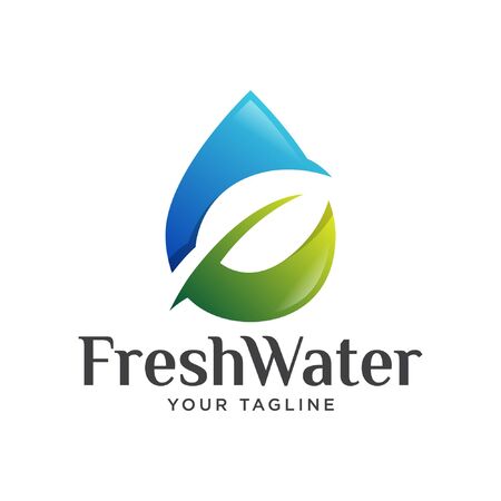 fresh water natural logo gradient. mineral water health logo.のイラスト素材