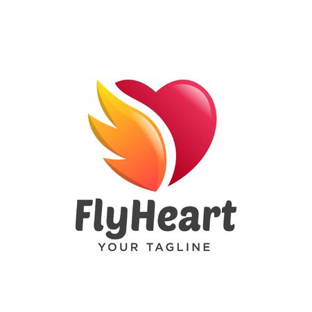 love logo gradient simple clean. love wings clean simple logo gradient 3d.のイラスト素材