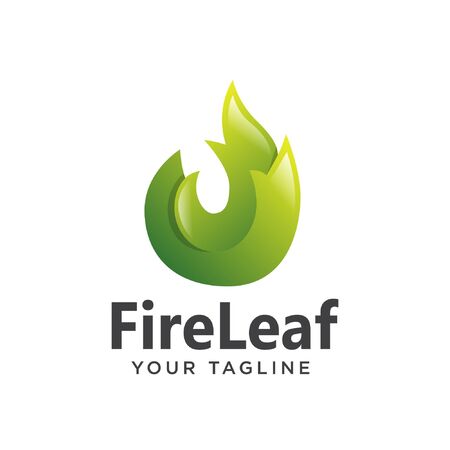 fire leaf logo gradient simple clean. fire leaf logo simple 3d modern.のイラスト素材