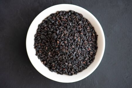 spices for cooking - black sesame seeds close-upの写真素材