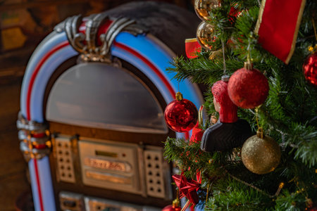 Christmas tree with toys and gifts in the interior of the house.