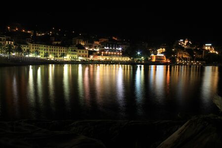 Santa Margherita ligure during the night in Italyの写真素材