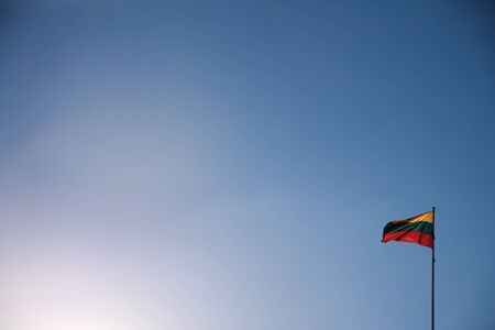 The colored lithuanian flag moved by the windの写真素材