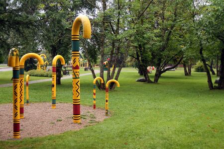 Walking stick park in Sigulda with treesの写真素材