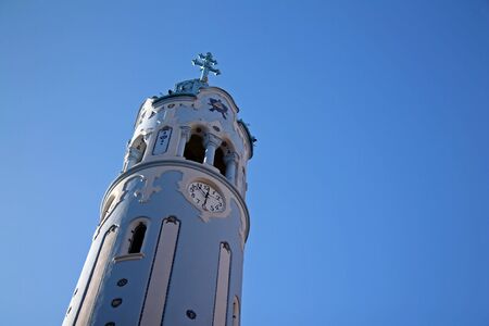 Detail of blue church in Bratislava in a sunny dayの写真素材
