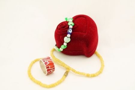 female adorments together with red box isolated 