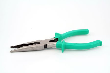 green pliers for electrical repairman isolated on whiteの写真素材