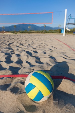 Selective Focus View of Beach Volley Ball next to playgroundの写真素材