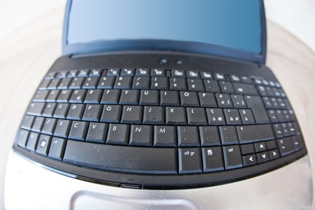 warped view of a laptop keyboard