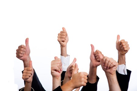 Business People with Thumbs Up on White Backgroundの写真素材