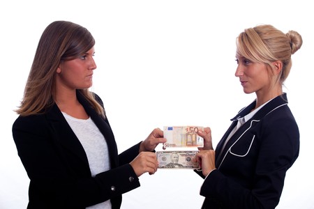 Competition between US Dollar and European Euroの写真素材