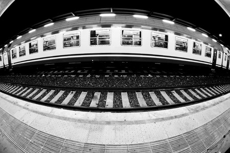 Train Railroad Car in the Station, Fish-Eye Lens