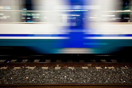 Motion Blur Effect of Railroad Car in the Stationの写真素材