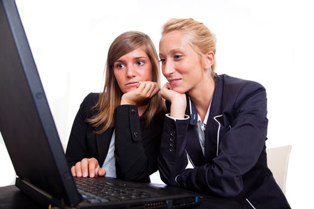 Two Young Businesswoman with Laptopの写真素材
