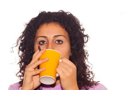Young Sick Woman Drink Hot Beverageの写真素材
