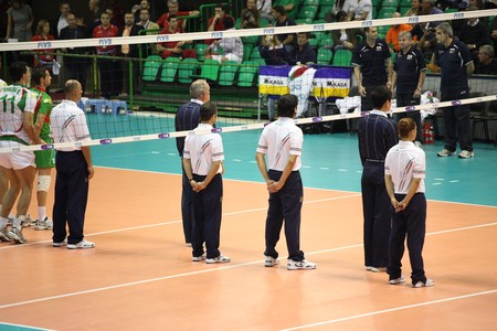 FLORENCE, ITALY - OCTOBER, 06, 2010: FIVB Men's Volleyball World Championship, Bulgaria vs Cuba at Nelson Mandela Forum on Oct 06 2010, Florence, Italyのeditorial素材
