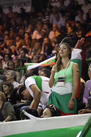 FLORENCE, ITALY - OCTOBER, 06, 2010: FIVB Men's Volleyball World Championship, Bulgaria vs Cuba at Nelson Mandela Forum on Oct 06 2010, Florence, Italyのeditorial素材