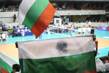 FLORENCE, ITALY - OCTOBER, 06, 2010: FIVB Men's Volleyball World Championship, Bulgaria vs Cuba at Nelson Mandela Forum on Oct 06 2010, Florence, Italyのeditorial素材