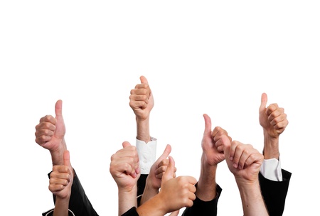 Business People with Thumbs Up on White Backgroundの写真素材