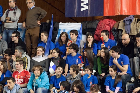 S.GIUSTINO, PERUGIA, ITALY - JANUARY, 2: Volleyball Italian Men's A1 League, RPA S. Giustino vs BCC-Nep Castellana Grotte at PalaKemon on Jan 2 2011, S.Giustino, Italyのeditorial素材