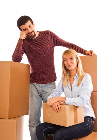 Young Happy Couple on Movingの写真素材