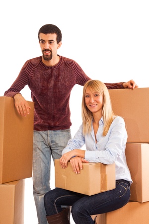 Young Happy Couple on Movingの写真素材