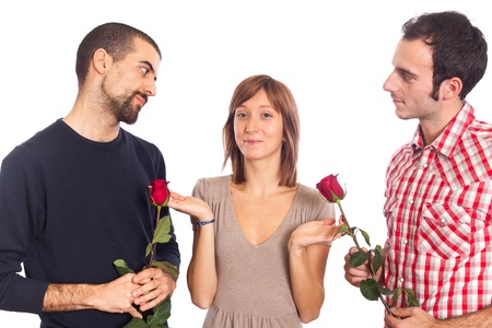 Young Woman with Two Boyfriendsの写真素材