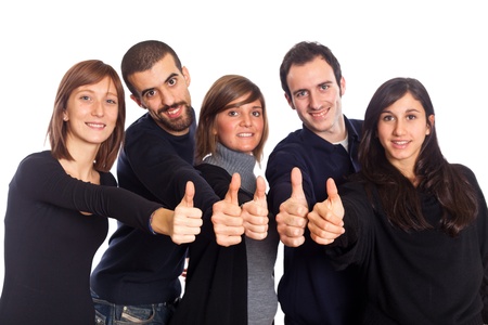 Happy Young Adult People with Thumbs Upの写真素材