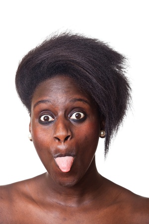 Beautiful Black Woman Portrait on Whiteの写真素材